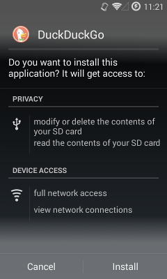 Screenshot of an Android app's requested permissions.
