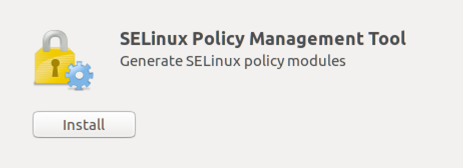 Screenshot showing the SELinux installation button on Linux