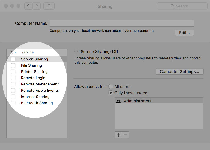 Screenshot of list of sharing services on macOS.